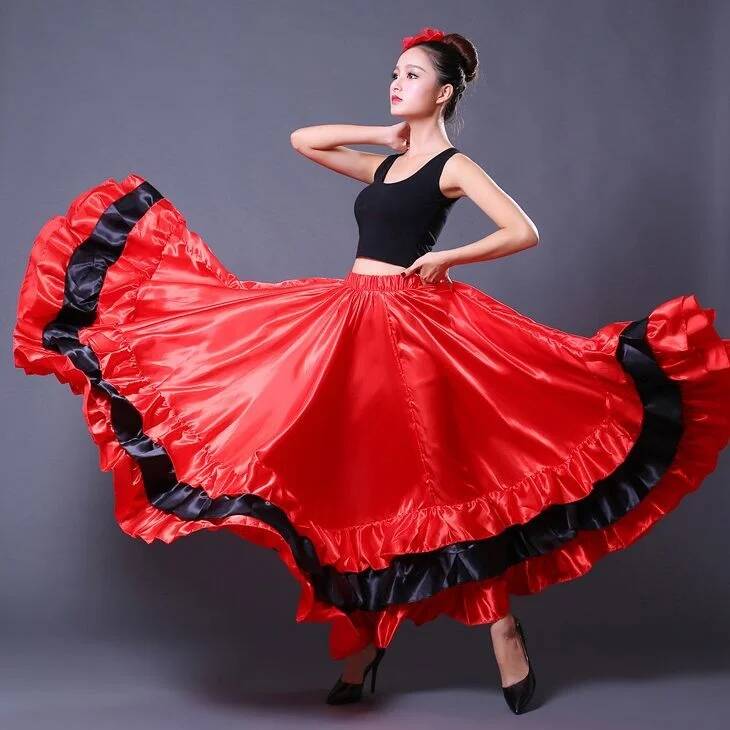 Drone Camera Stabilized - Skirt Gypsy Woman Spanish Flamenco Polyester